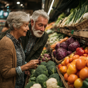 Persoane în vârstă savurând o masă sănătoasă